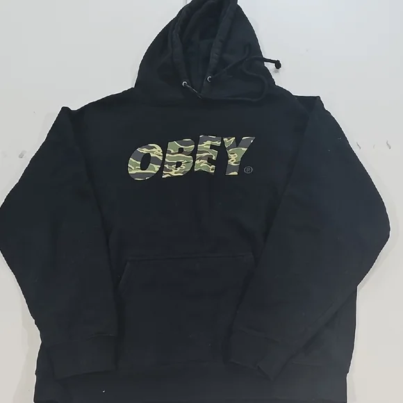 Obey Black Hoodie with Camo Logo - Picture 1 of 1